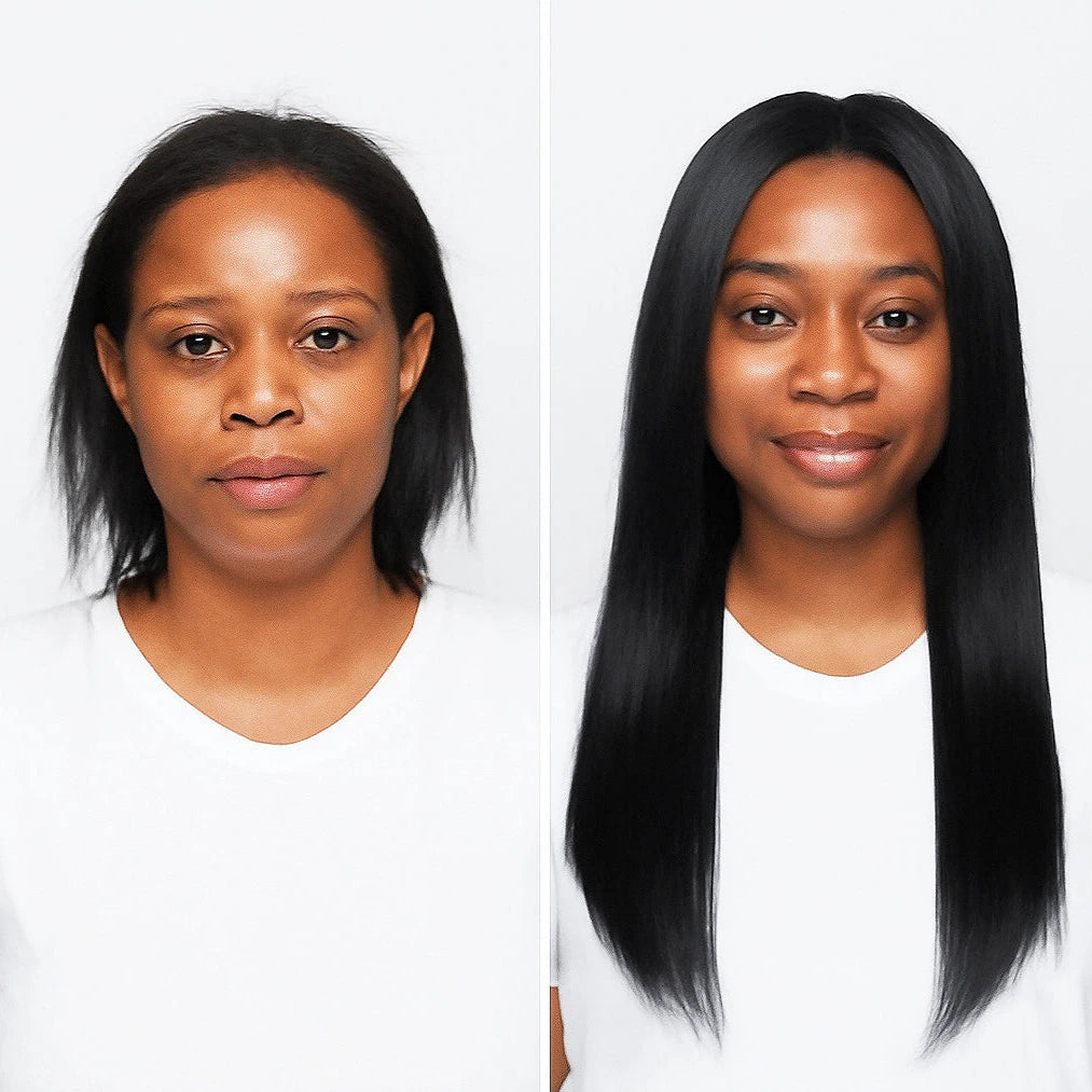 Invisible Clip-ins, Black - Textured Straight
