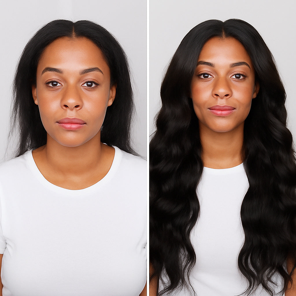 Invisible Clip-ins, Black - Textured Wavy